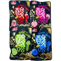Кислая карамель LUXIING,  бокс 400г (20г*20) кола, лимон, голубика, персик