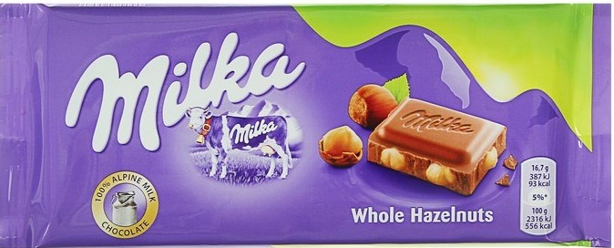 Милка Шоколадная плитка 95гр Цельный Фундук (17)