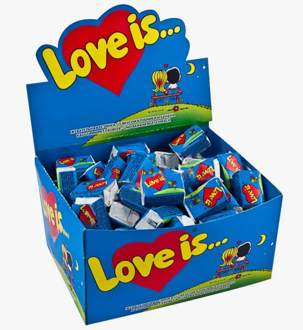 Жев. рез. "Love is" Банан и клубника 4,2гр (1 блок*100шт)