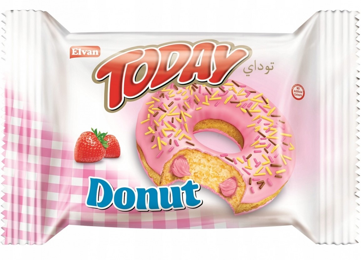 Пончик Today Donat с какао начинка Клубника 40гр (24*6)
