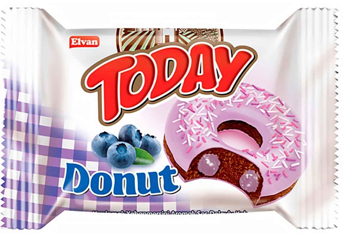 Пончик Today Donat в глазури начинка Черника 40гр (24*6)