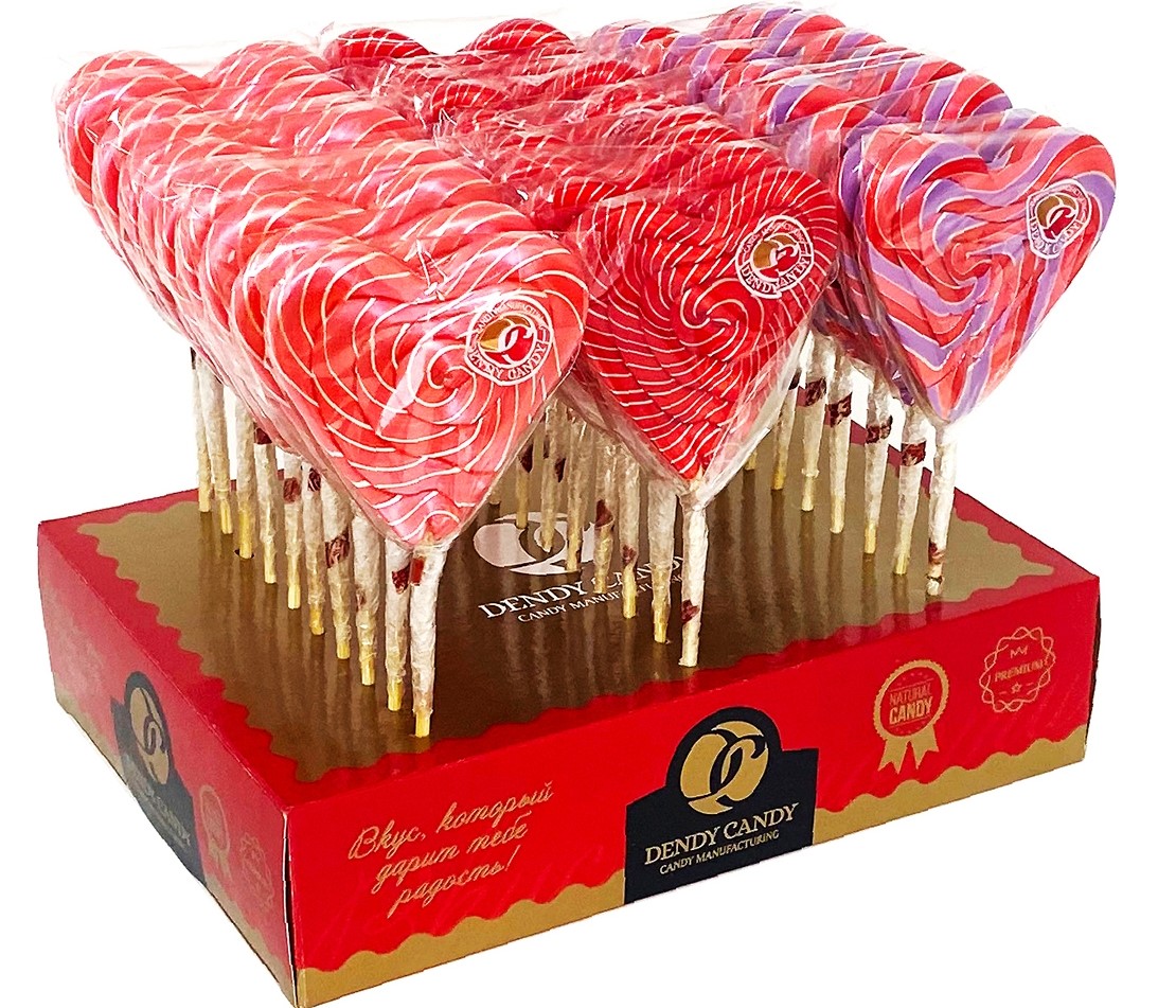 Леденцовая карамель "Сердце" Dendy Candy Twist 30гр (30) оптом