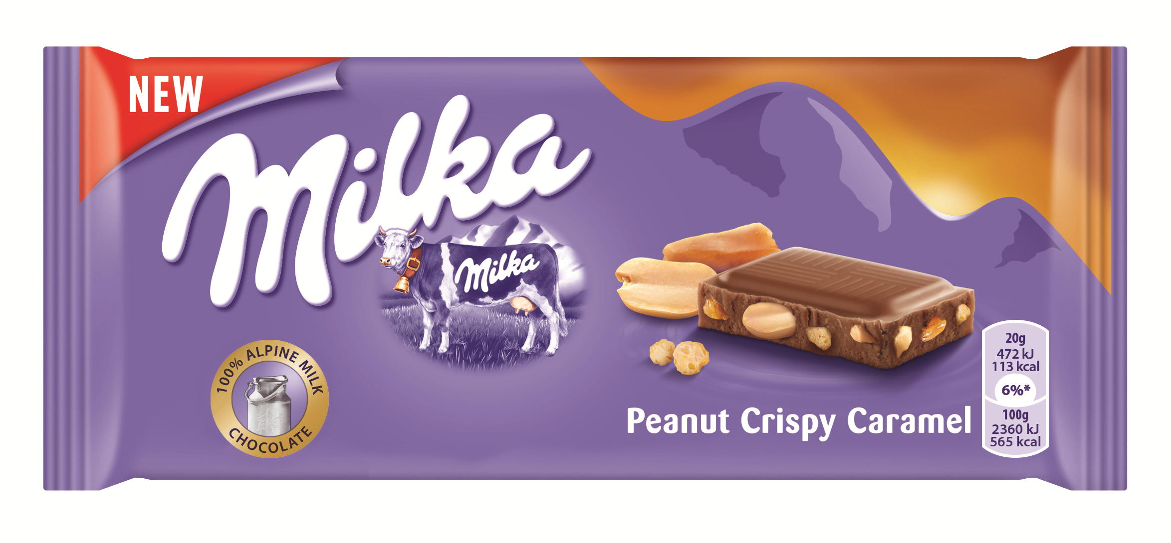 Милка Шоколадная плитка Пинат Криспи Карамель 90гр (24)