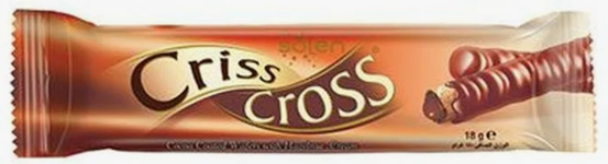 Трубочка вафельная CRISS CROSS с шоколадно-ореховой начинкой в шок. глазури 15гр(24) оптом