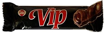 Вафли VIP с шоколадной начинкой в шоколадной глазури 25гр (24) оптом