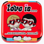Осв. конфеты Love is... в форме сердца со вкусом клубники 20 гр (12)
