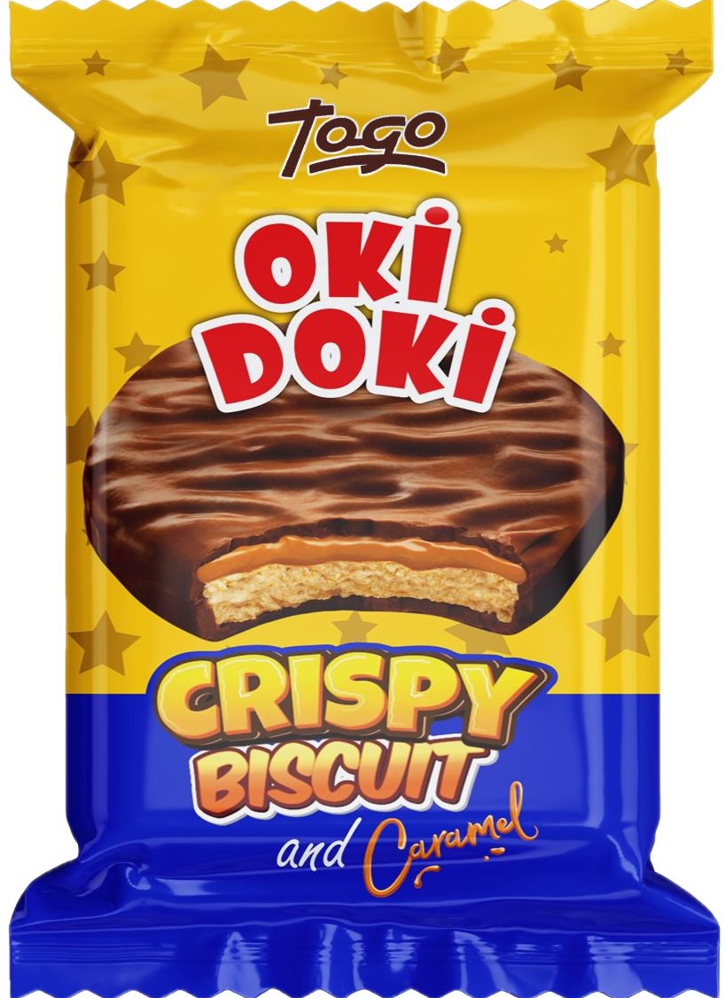 Печенье OKI DOKI с карамелью, покрытое молочным шоколадом 25гр (24) оптом