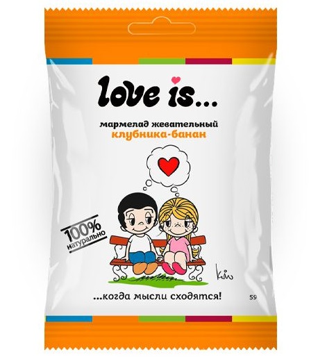 Мармелад жеват. Love is.. Клубника-Банан 20гр (20)