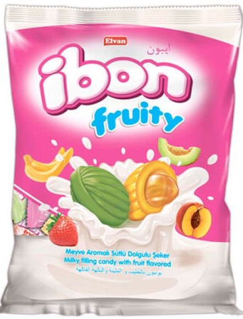 IBon - карамель с фруктово-молочной начинкой (банан, клубника, персик, дыня) 80г (1x24)