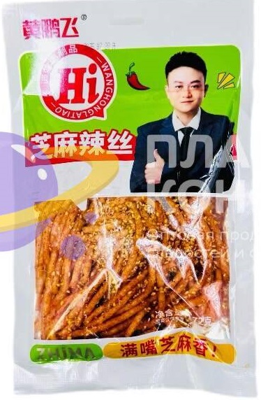 Снек HUAN GPENG FEI острые полоски с кунжутом бокс 76гр (10) оптом