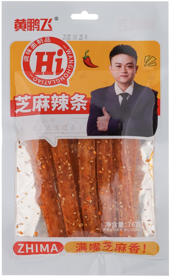 Снек HUAN GPENG FEI острые полосочки с кунжутом 76гр (10) оптом