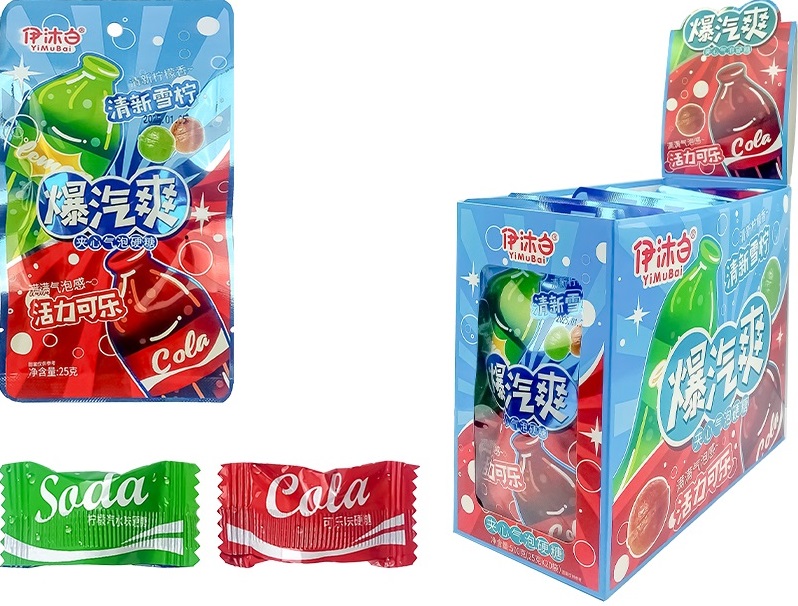 Конфеты сосательныесо вкусом газировки Yimubai 25г (20) оптом