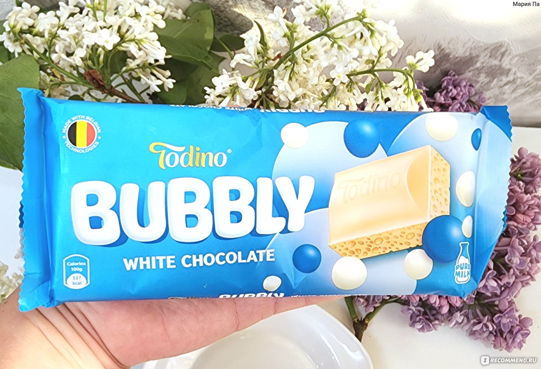 BUBBLY" COMPOUND белый пористый шоколад 90г (20X5) Todino