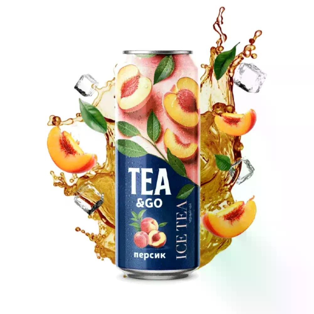 Напиток безалкогольный негазированный ТМ "Tea&GO" холодный чай со вкусом персика ж/б, 450 мл