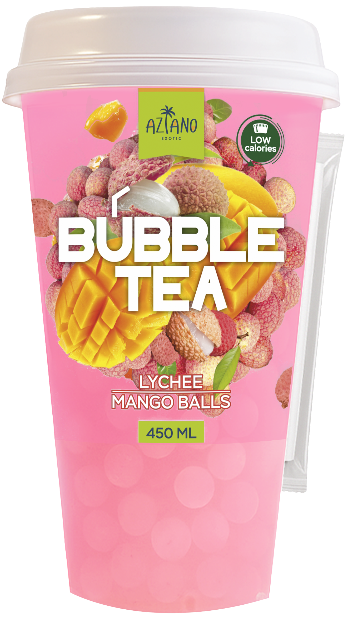 Негаз.нап. Aziano Bubble Tea со вкусом Личи и Джус болами со вкусом Манго 450 мл 1/12