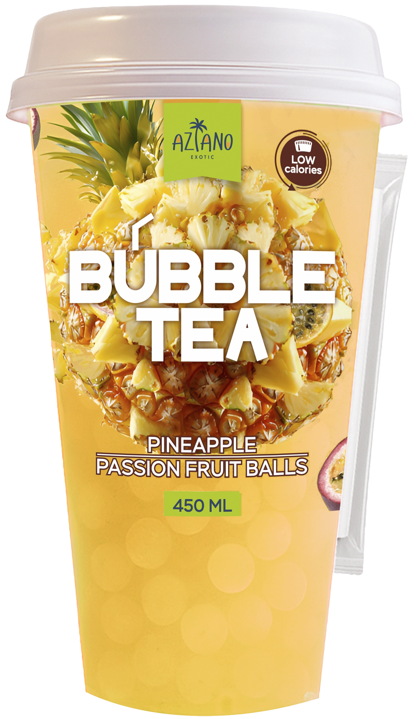 Негаз.нап. Aziano Bubble Tea со вкусом Ананаса и Джус болами со вкусом Маракуйи 450 мл 1/12