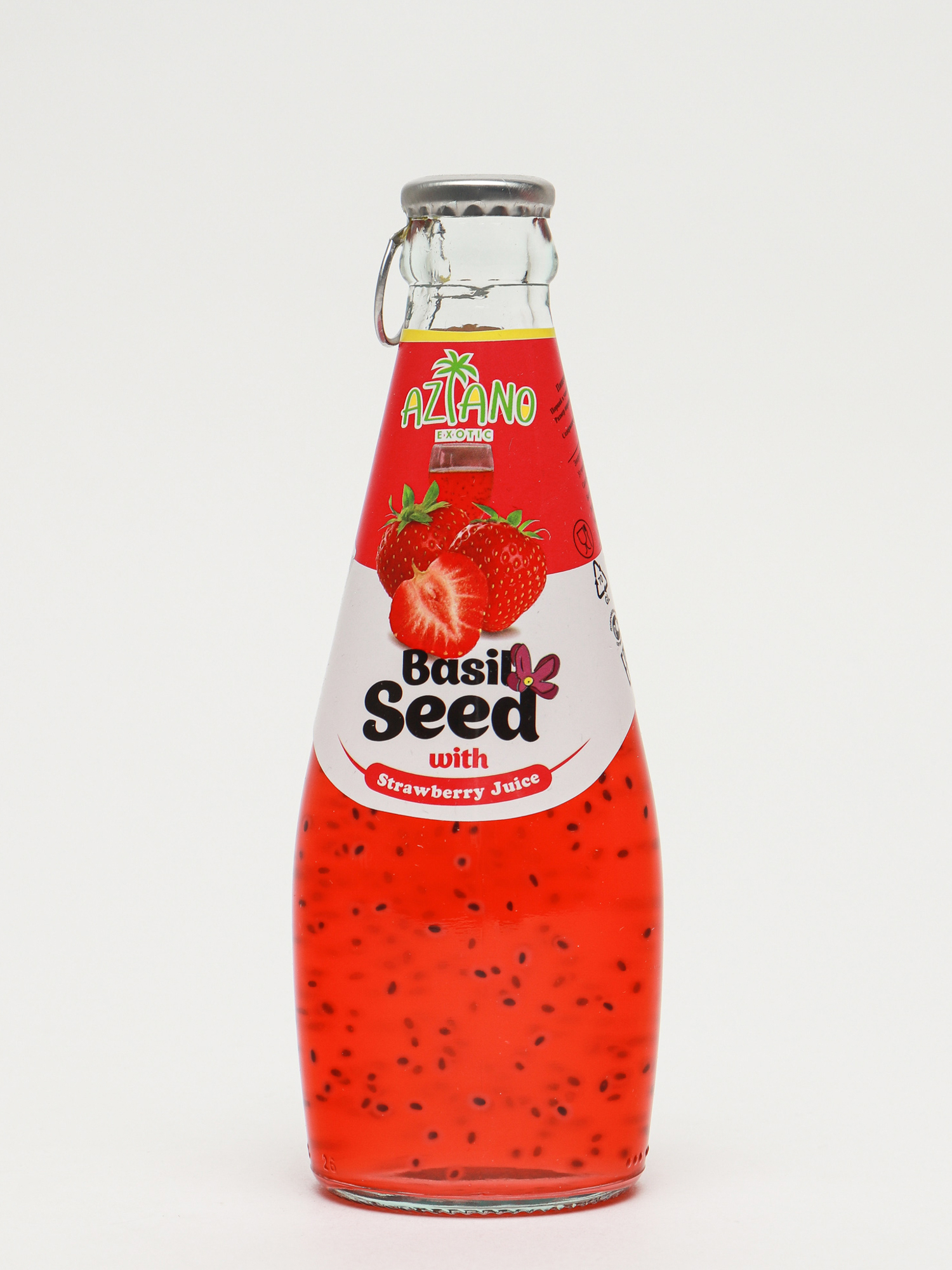 Нектар Aziano Клубники с семенами базилика 30% (Strawberry Juice with Basil Seed Drink) 290мл 1/24