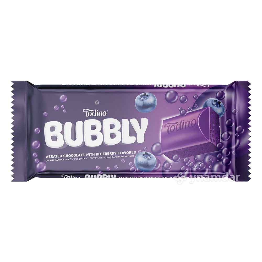 "BUBBLY" кондитерский пористый шоколад с ароматом черники 90г (20X5)