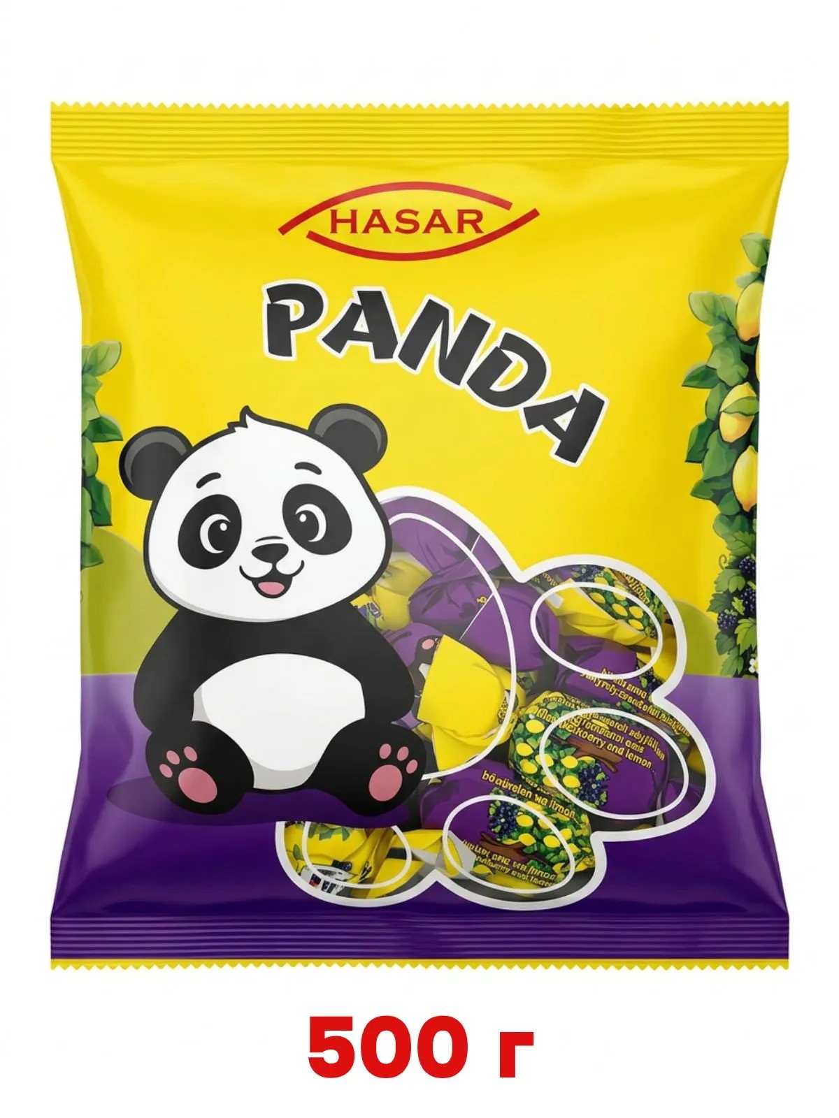 Конфеты желейные в  шоколадной глазури с ароматами ежевики и лимона "PANDA" 500г (1x10)