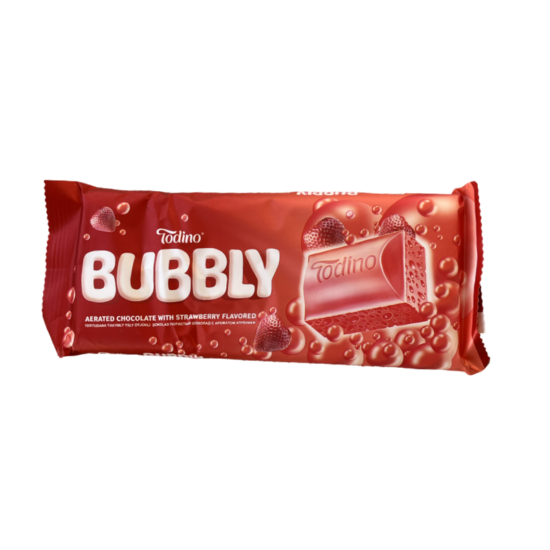 Todino Bubbly - Шоколад пористый (клубника) 90г (20X5)