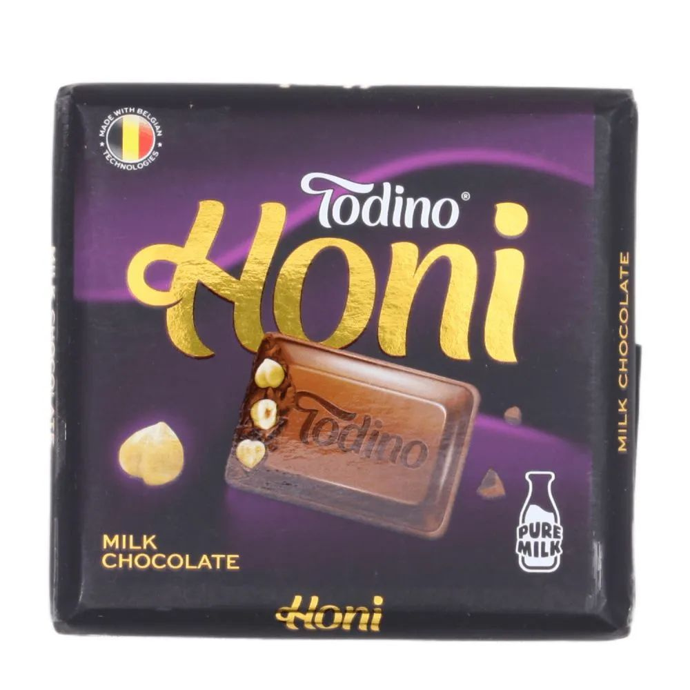 "HONI" кондитерский молочный шоколад с дробленым фундуком 60г (10X12)  Todino