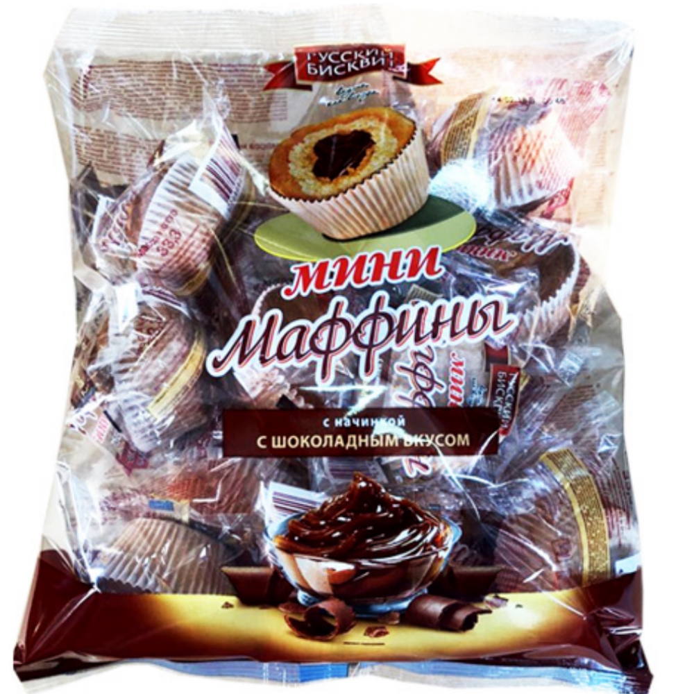 Русский бисквит - Мини-маффины с начинкой Шоколад 465г (1х8)