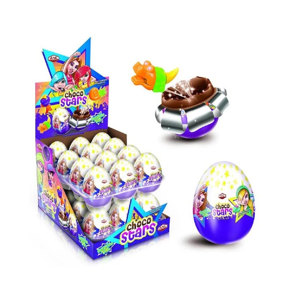 Choco Stars - Шоколадное яйцо-сюрприз Звезды 25г (24х6)