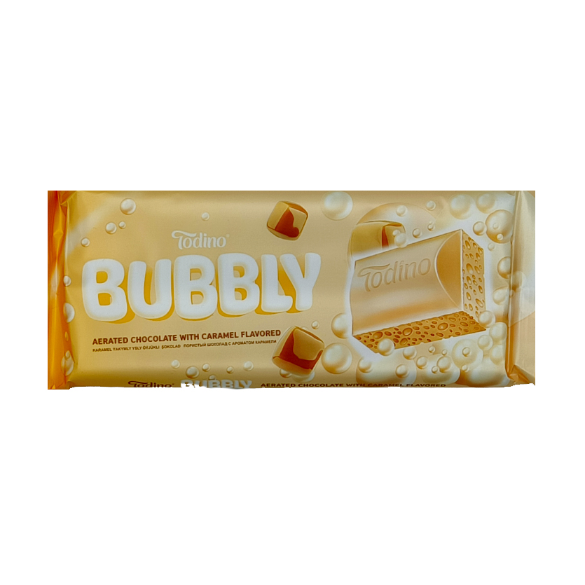 "BUBBLY" белый пористый шоколад с ароматом карамели 90г (20X5)