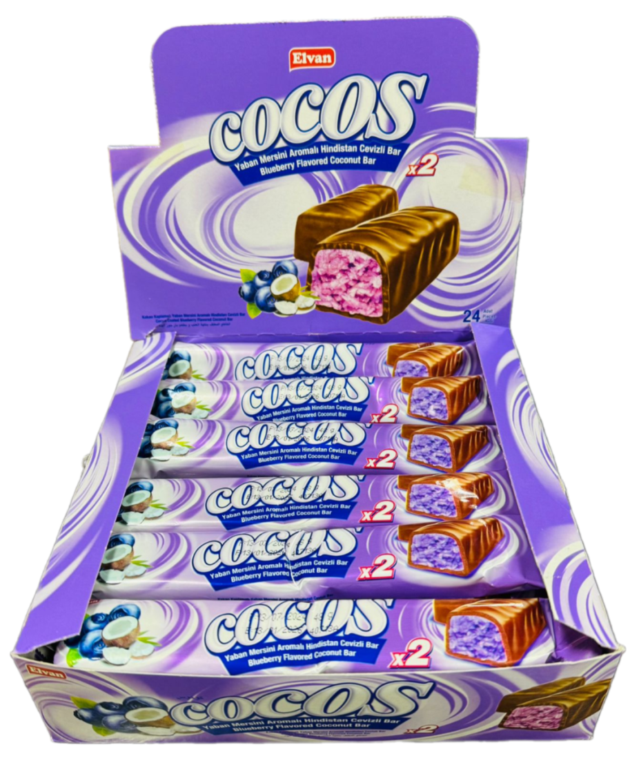 Cocos Chocolate Coconut Bar Blueberry - Батончик  в молочном шоколаде с кокосом со вкусом черники 24